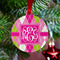 Pink & Green Argyle Metal Ball Ornament - Lifestyle