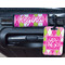 Pink & Green Argyle Metal Luggage Tag & Handle Wrap - In Context