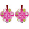Pink & Green Argyle Metal Paw Ornament - Front and Back