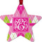 Pink & Green Argyle Metal Star Ornament - Front