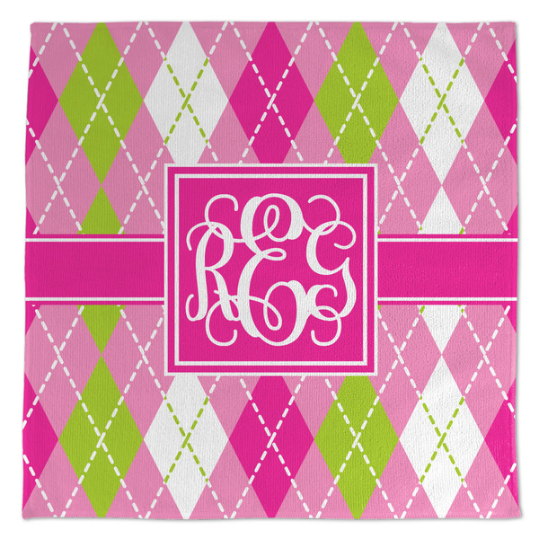 Custom Pink & Green Argyle Microfiber Dish Towel (Personalized)