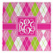 Pink & Green Argyle Microfiber Dish Towel (Personalized)