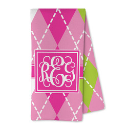 Pink & Green Argyle Kitchen Towel - Microfiber (Personalized)