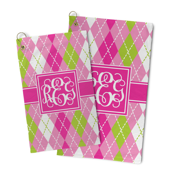 Pink & Green Argyle Microfiber Golf Towel - PARENT/MAIN
