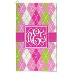 Pink & Green Argyle Microfiber Golf Towel (Personalized)