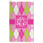 Pink & Green Argyle Microfiber Golf Towel (Personalized)