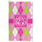 Pink & Green Argyle Microfiber Golf Towels - FRONT