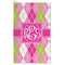 Pink & Green Argyle Microfiber Golf Towel - Large (Personalized)