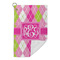 Pink & Green Argyle Microfiber Golf Towels Small - FRONT FOLDED