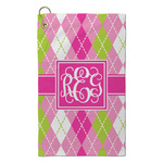 Pink & Green Argyle Microfiber Golf Towel - Small (Personalized)