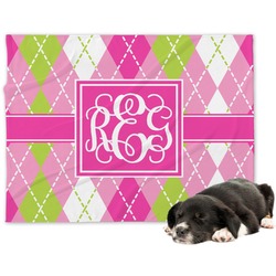 Pink & Green Argyle Dog Blanket - Large (Personalized)