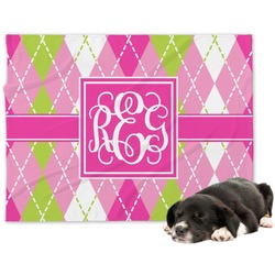 Pink & Green Argyle Dog Blanket (Personalized)