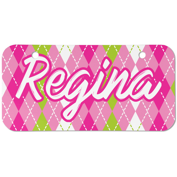 Pink & Green Argyle Mini Bicycle License Plate - Two Holes
