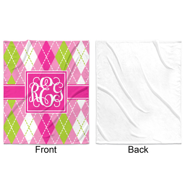 Pink & Green Argyle Minky Blanket - 50"x60" - Single Sided - Front & Back
