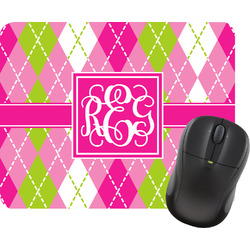 Pink & Green Argyle Rectangular Mouse Pad (Personalized)