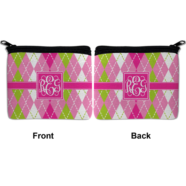 Pink & Green Argyle Neoprene Coin Purse - Front & Back (APPROVAL)
