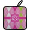 Pink & Green Argyle Pot Holder w/ Monogram