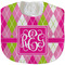 Pink & Green Argyle New Baby Bib - Closed and Folded