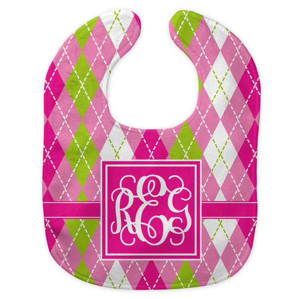 Pink & Green Argyle New Bib Flat Approval