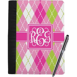Pink & Green Argyle Notebook Padfolio - Large w/ Monogram