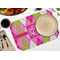 Pink & Green Argyle Octagon Placemat - Single front (LIFESTYLE) Flatlay