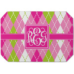 Pink & Green Argyle Dining Table Mat - Octagon (Single-Sided) w/ Monogram