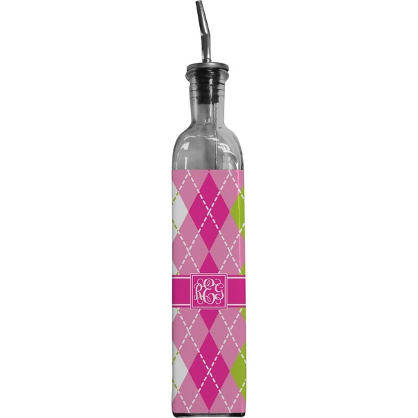 Custom Pink & Green Argyle Oil Dispenser Bottle (Personalized)