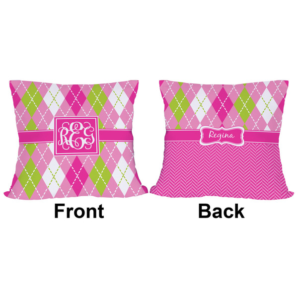 Pink & Green Argyle Outdoor Pillow - 16x16