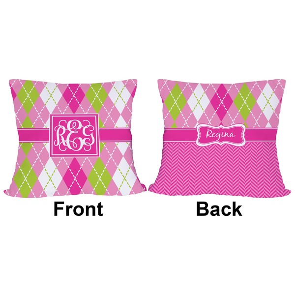 Pink & Green Argyle Outdoor Pillow - 18x18