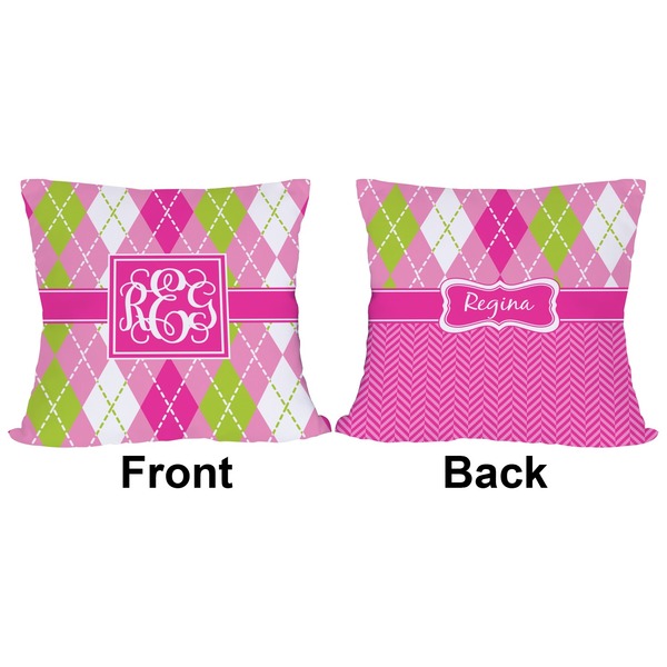 Pink & Green Argyle Outdoor Pillow - 20x20