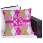 Pink & Green Argyle Outdoor Pillow (Personalized)