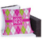 Pink & Green Argyle Outdoor Pillow - 18" (Personalized)