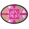 Pink & Green Argyle Iron On Oval Patch w/ Monogram