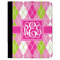 Pink & Green Argyle Padfolio Clipboards - Large - FRONT