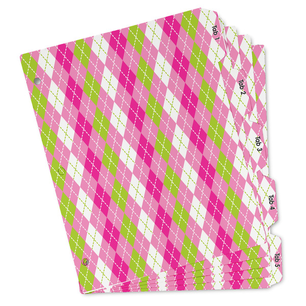 Custom Pink & Green Argyle Binder Tab Divider Set (Personalized)