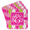 Pink & Green Argyle Paper Coasters - Front/Main