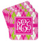 Pink & Green Argyle Paper Coasters w/ Monograms