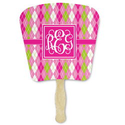 Pink & Green Argyle Paper Fan (Personalized)