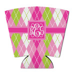 Pink & Green Argyle Party Cup Sleeve - with Bottom (Personalized)