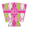 Pink & Green Argyle Party Cup Sleeves - with bottom - FRONT