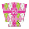 Pink & Green Argyle Party Cup Sleeve - with Bottom (Personalized)