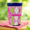 Pink & Green Argyle Party Cup Sleeves - with bottom - Lifestyle
