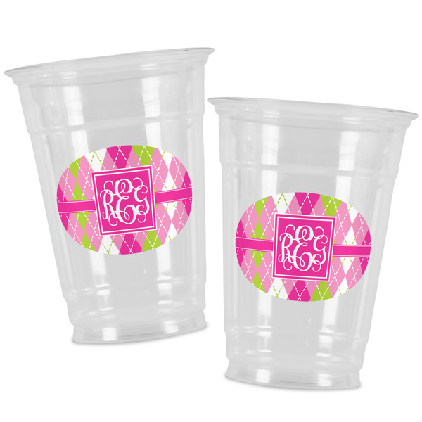 Pink & Green Argyle Party Cups - 16oz - Alt View