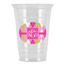 Pink & Green Argyle Party Cups - 16oz (Personalized)