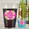Pink & Green Argyle Party Cups - 16oz - In Context