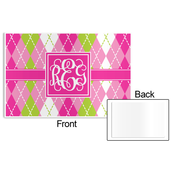 Pink & Green Argyle Disposable Paper Placemat - Front & Back