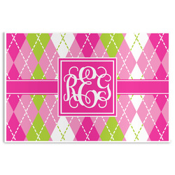 Pink & Green Argyle Disposable Paper Placemats (Personalized)