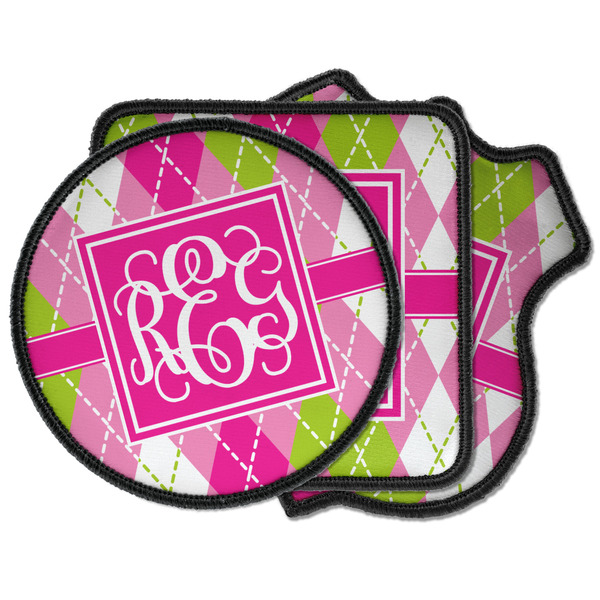 Custom Pink & Green Argyle Iron on Patches (Personalized)