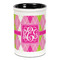 Pink & Green Argyle Ceramic Pencil Holders - Black