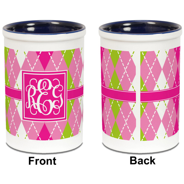 Pink & Green Argyle Pencil Holder - Blue - approval